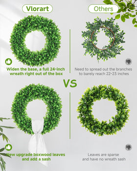 Vlorart boxwood wreath door hanger ready for quick front-door decorating