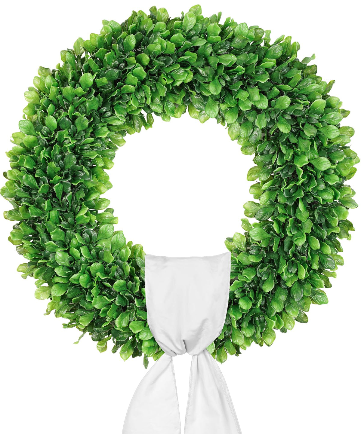 Vlorart boxwood wreath front view 24 inch shows lifelike leaves for year-round decor