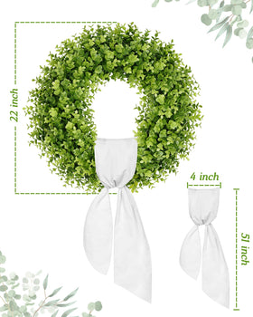 Vlorart boxwood wreath with sash adds porch decor flair