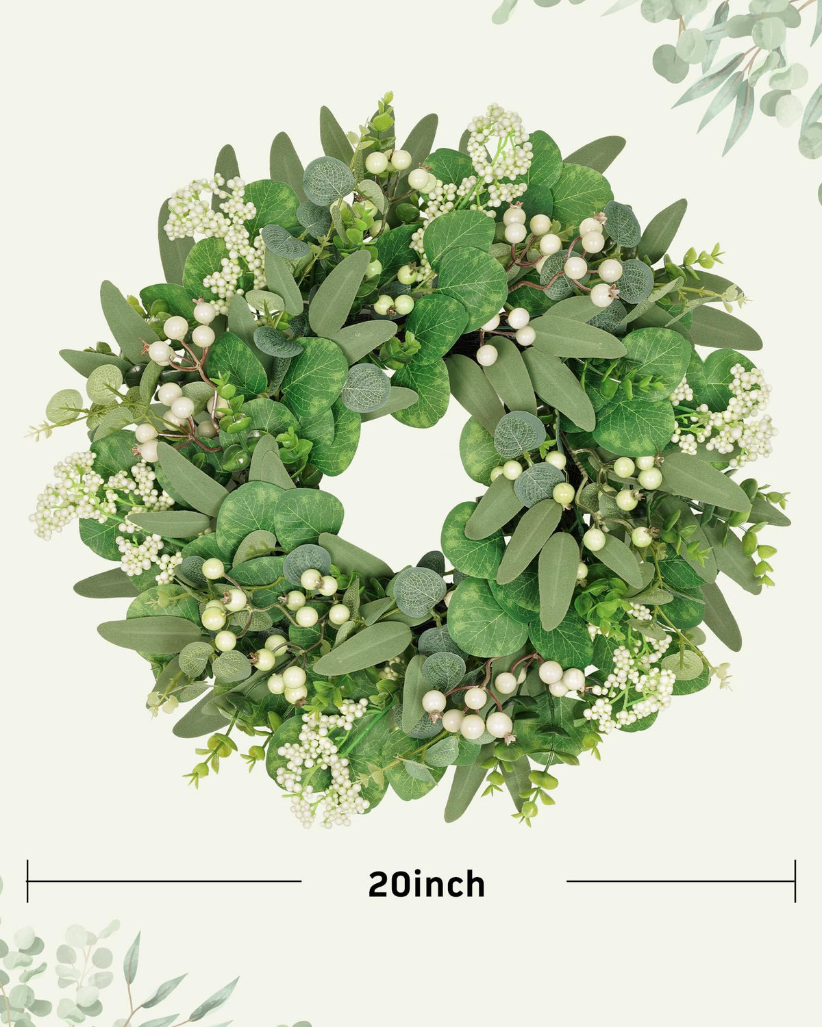 Vlorart eucalyptus leaves and berries detail adds natural texture to outdoor decor.