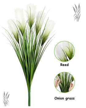 Vlorart faux grass shrubs offering lush texture for offices and living areas.