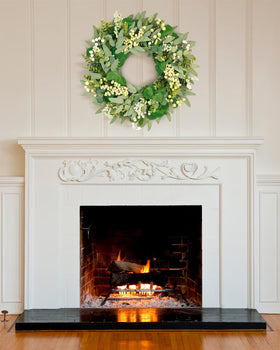 Vlorart wreath suited for indoor and outdoor spaces year round.