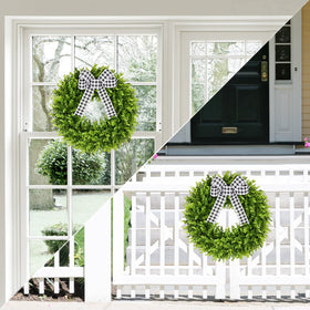 Porch setup featuring Vlorart wreath creates inviting entry.