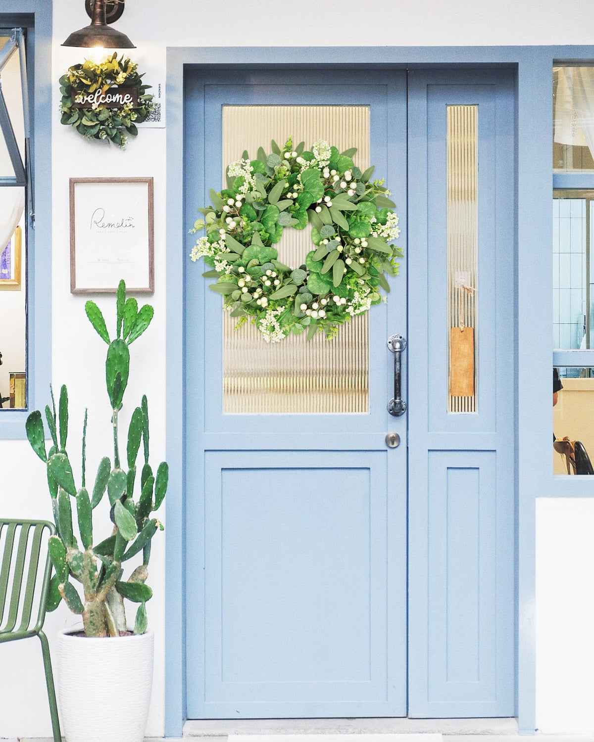 Vlorart wreath hung on a door adds instant seasonal charm.