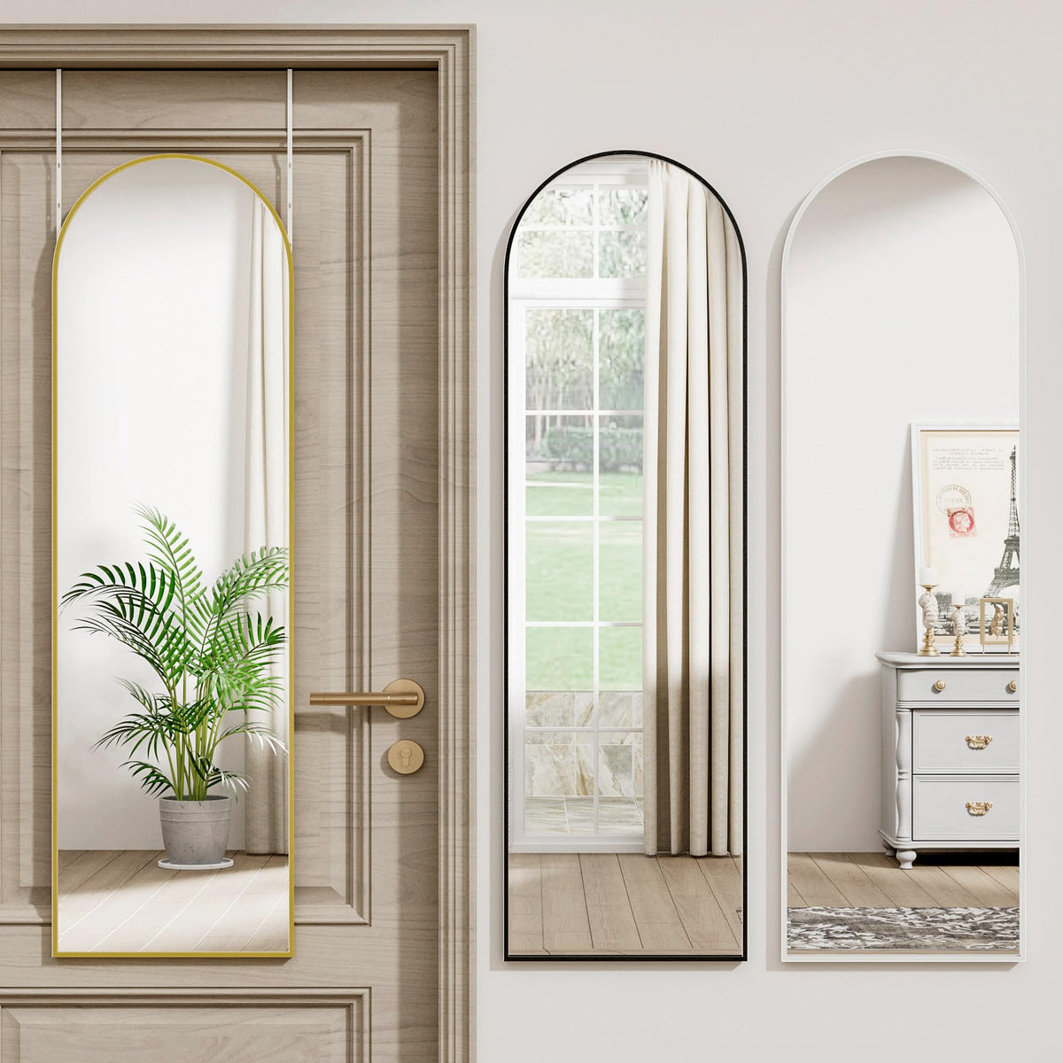 Vlush dressing-area mirror helps you see head-to-toe looks.