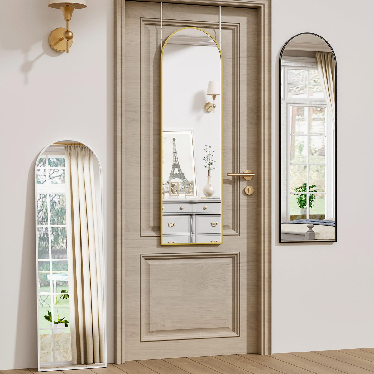 Vlush mirror includes easy-install hardware for quick placement.