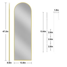 Vlush wall-mount full-length mirror with gold frame for bedroom styling.
