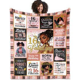 VMASUEY african american 16th birthday blanket, vibrant colors for cozy celebration