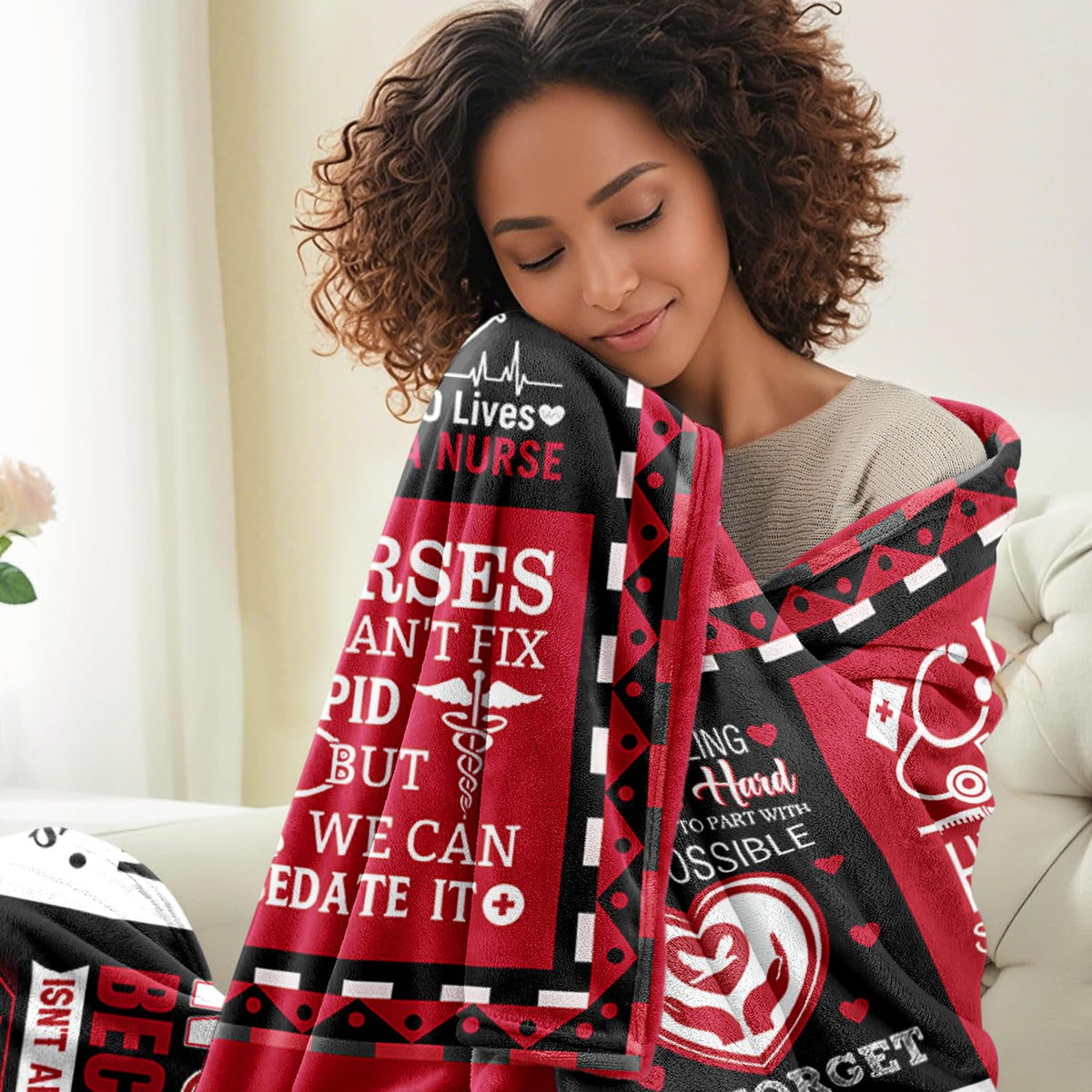 VMASUEY African American nurse gift blanket, soft flannel for comforting evenings