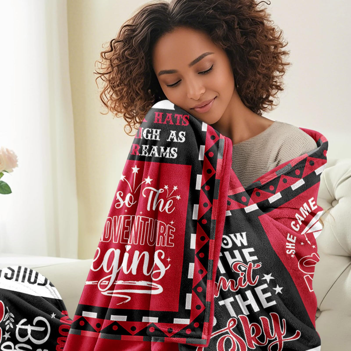VMASUEY graduation blanket on a couch for movie night comfort