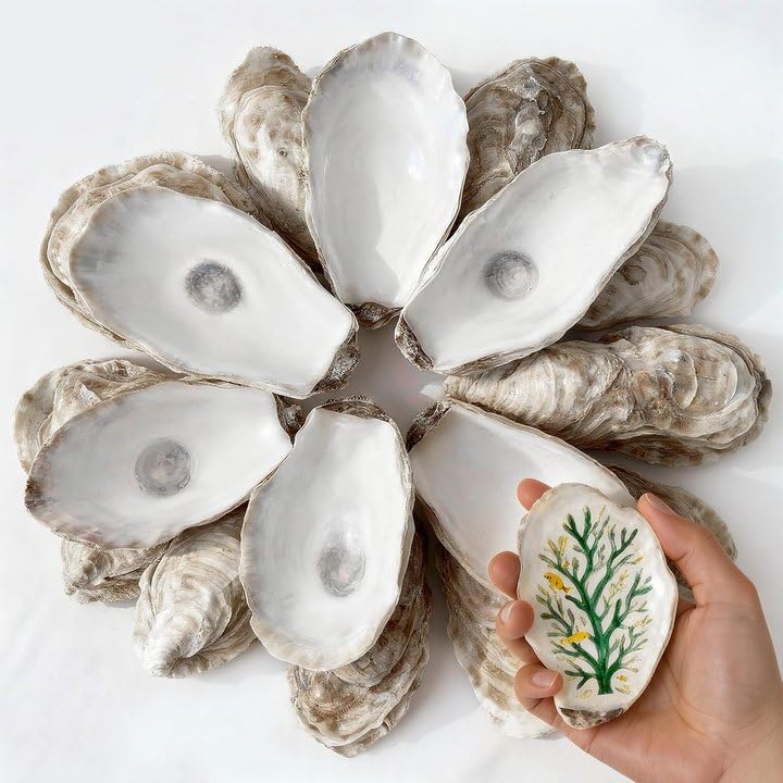 VMEECARL oyster shells 4-5 inches ideal for DIY crafts and coastal decor.