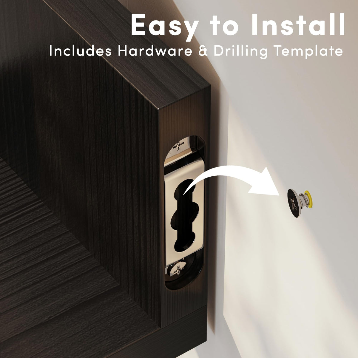VMROF easy-install pre-drilled holes highlight quick setup for any wall.