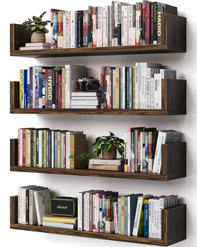 VMROF wall bookshelf with a U-shaped profile highlighting warm wood grain for a neat display