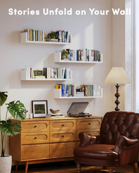 VMROF solid wood white shelf showcasing warm texture and sturdy construction