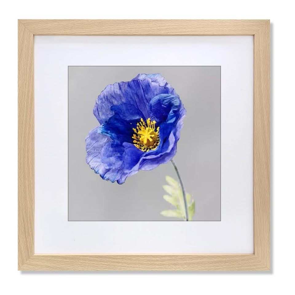 VNVNK 17x17 frame with natural wood finish protects images with HD acrylic.