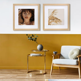VNVNK natural wood frame supports horizontal or vertical hanging on walls.