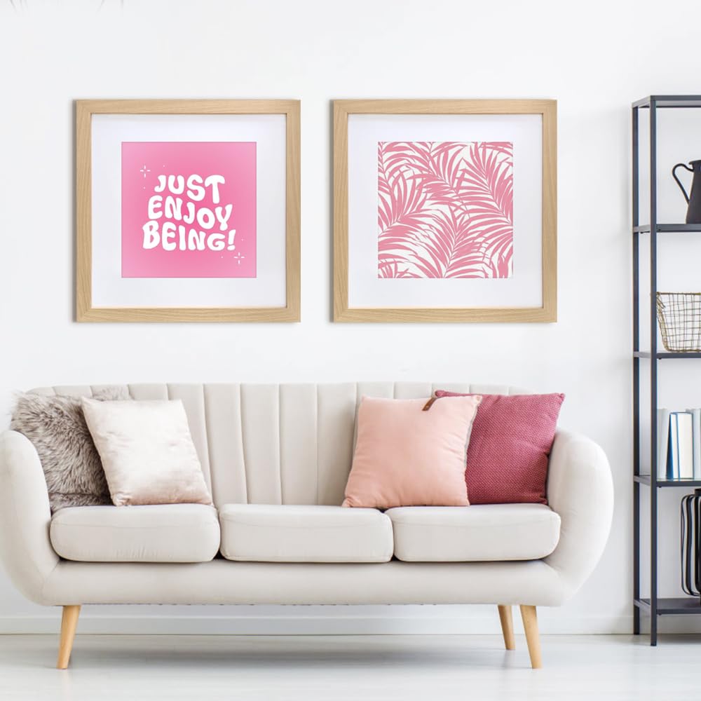 VNVNK poster frame accommodates 17x17 without mat or 13x13 with mat.
