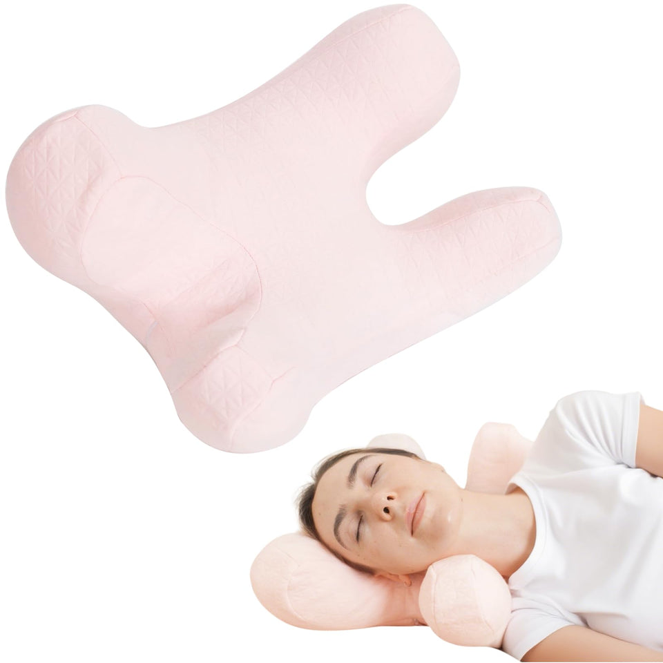 Vocheer anti wrinkle pillow side view with ergonomic neck support