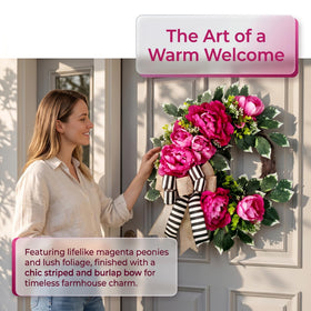 Vofuly 20-inch wreath fits doors; durable materials offer seasonal reuse