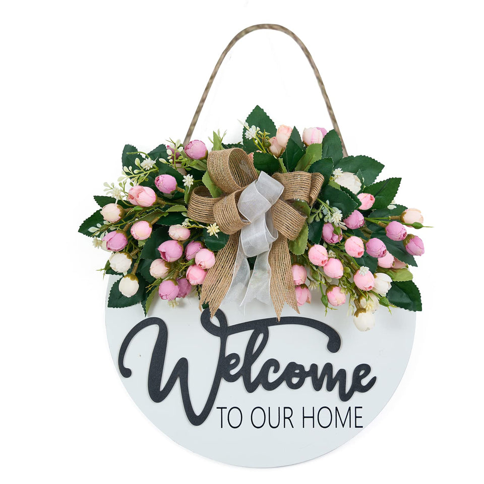Vofuly 3D Spring Summer Welcome Wreath adds textured curb appeal.