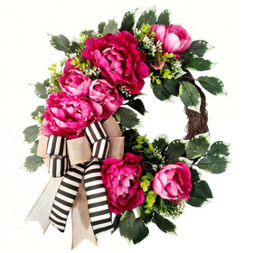 Vofuly spring-summer-wreath front door with pink peonies for year-round welcome
