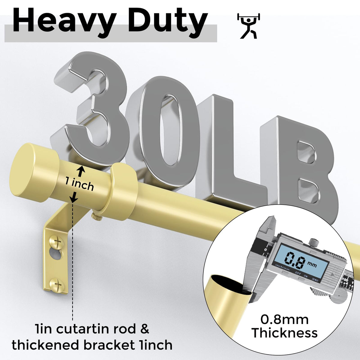 VOIIY adjustable rod segment demonstrating 18 to 42 inch range.