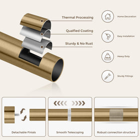 VOIIY versatile curtain rod in bedroom, living room, kitchen, or farmhouse settings.