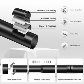 VOIIY curtain rod accommodates blackout curtains for a tidy look