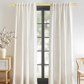 VOIIY 1-inch diameter gold curtain rod close-up highlights sturdy steel construction.