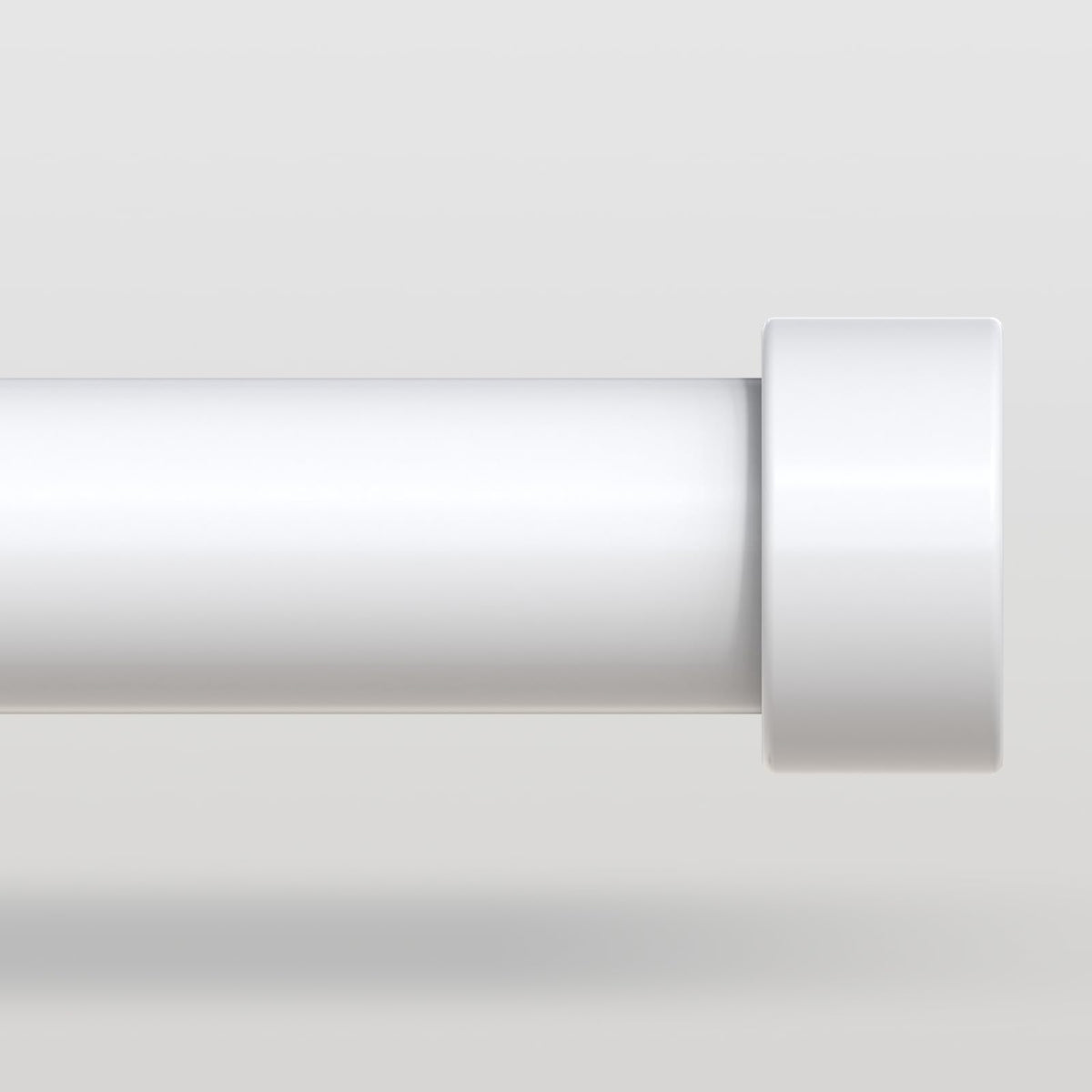 VOIIY white curtain rod front view showing minimalist profile and clean lines