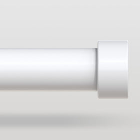 VOIIY white curtain rod front view showing minimalist profile and clean lines