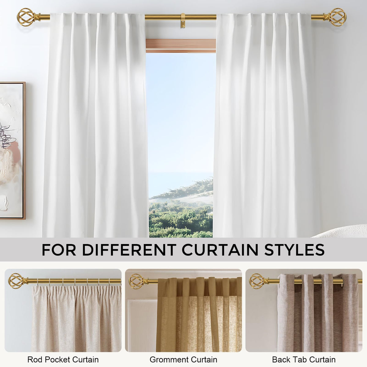 VOIIY adjustable length fits windows from 36 to 88 inches