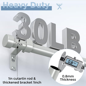 VOIIY heavy-duty 1 inch diameter rod supports heavier drapes with stability.