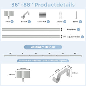 VOIIY packaged curtain rod kit with all mounting hardware.