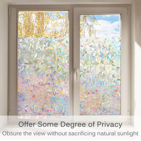 Volcanics privacy window film offers semi-private visibility for living spaces.