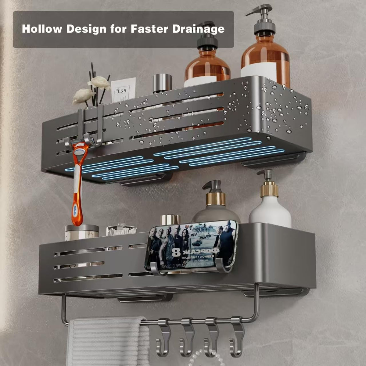 Voldra aluminum rust-proof shelf resists humidity for long-lasting bathroom use.