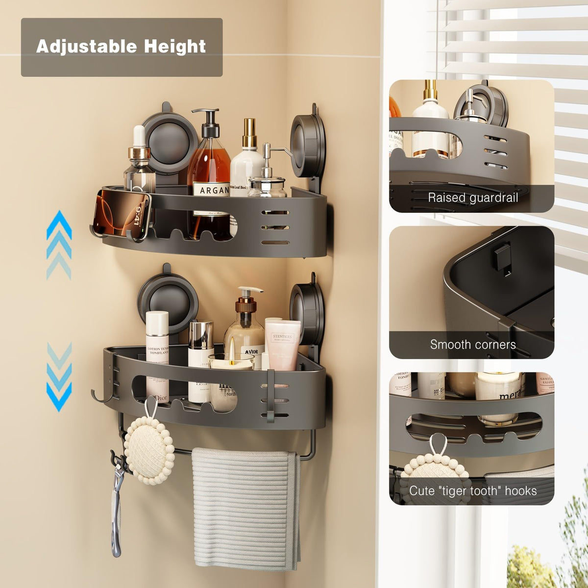 Voldra hollow aluminum design resists rust in humid bathrooms.