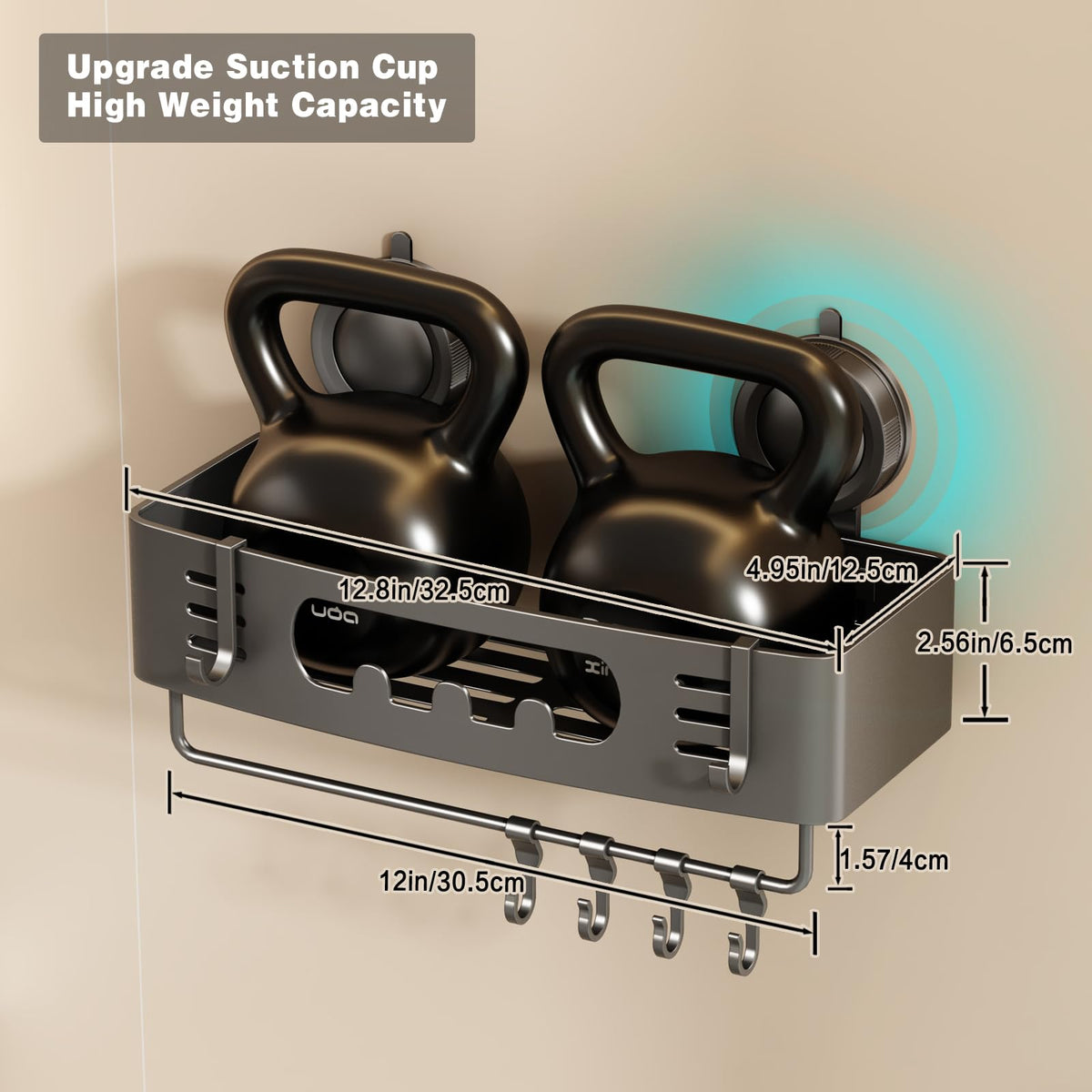 Voldra large-capacity storage for shower essentials.