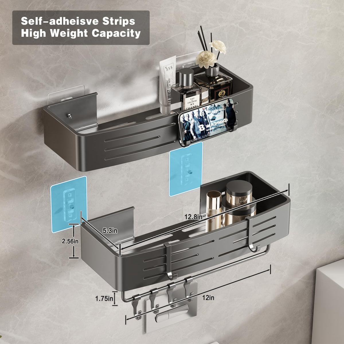 Rust-proof aluminum construction resists humidity in moist bathrooms.