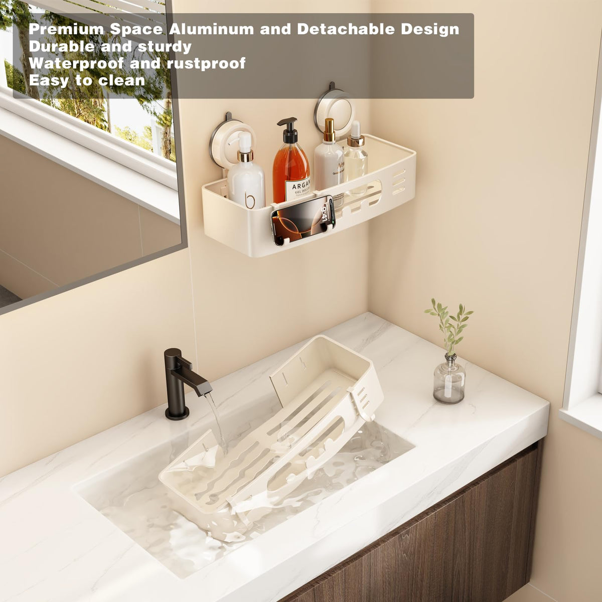 Voldra 2-pack contents include baskets, hooks, towel bar for versatile storage
