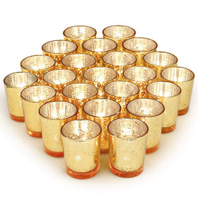 Volens gold mercury glass votive centers for elegant wedding table decor and warm ambiance
