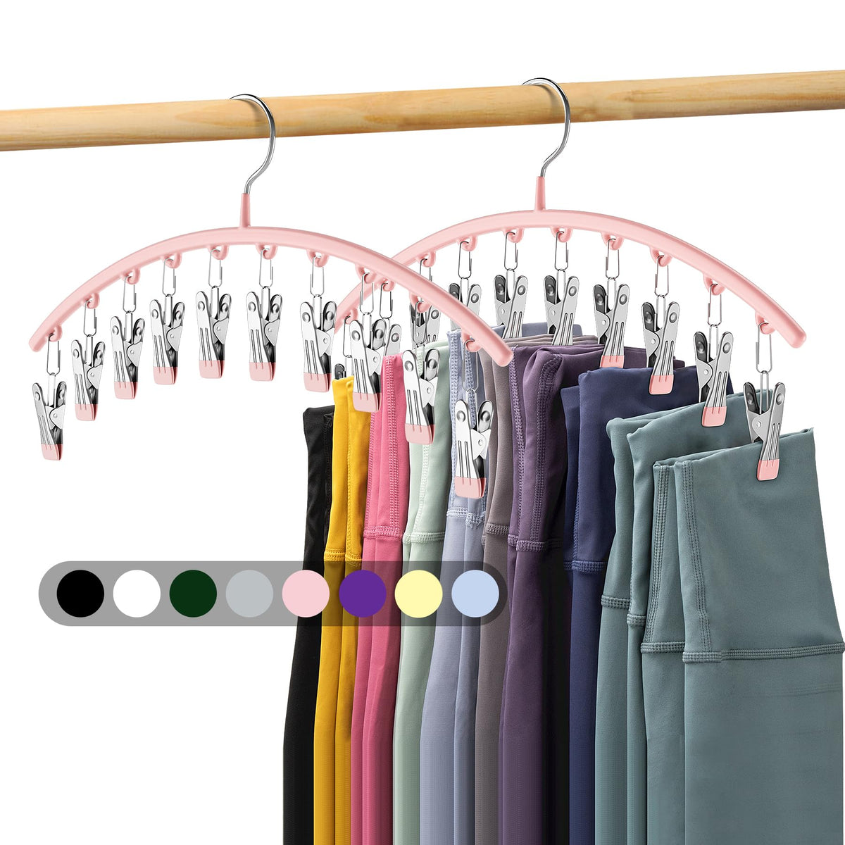 Volnamal legging organizer 2-pack with clips keeps leggings tidy and accessible.
