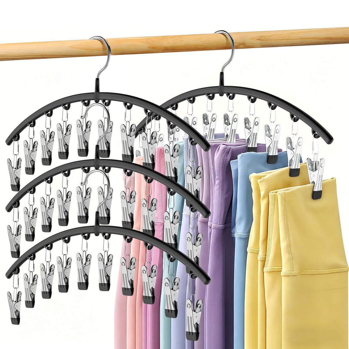 Volnamal legging organizer four-pack hangers for efficient closet storage