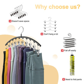 Volnamal yoga pants hangers with ten clips keeps pants organized