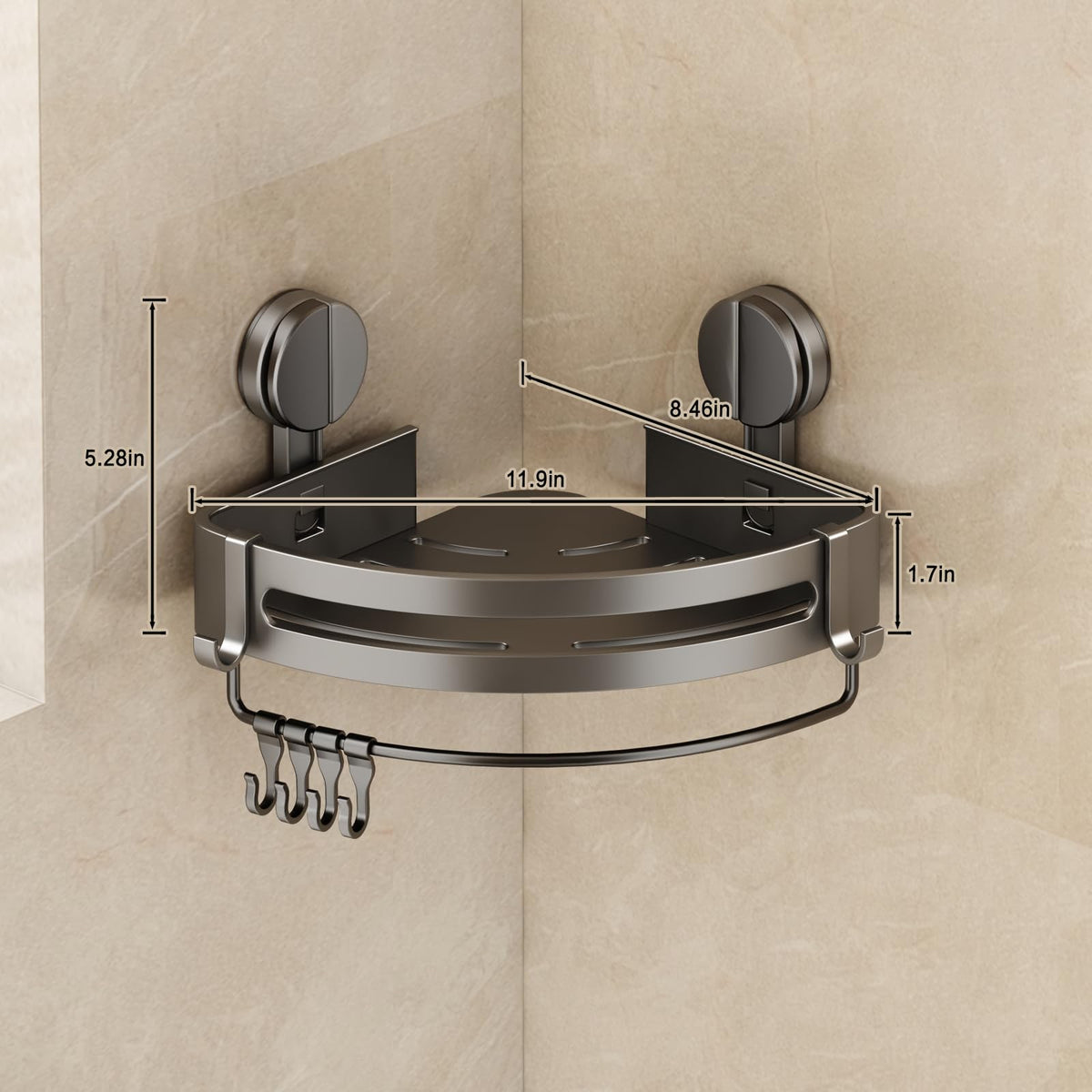 Volpone corner shelf no drill design saves walls and space.