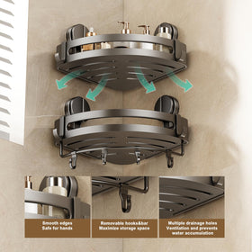 Volpone removable hooks for versatile bathroom organization.