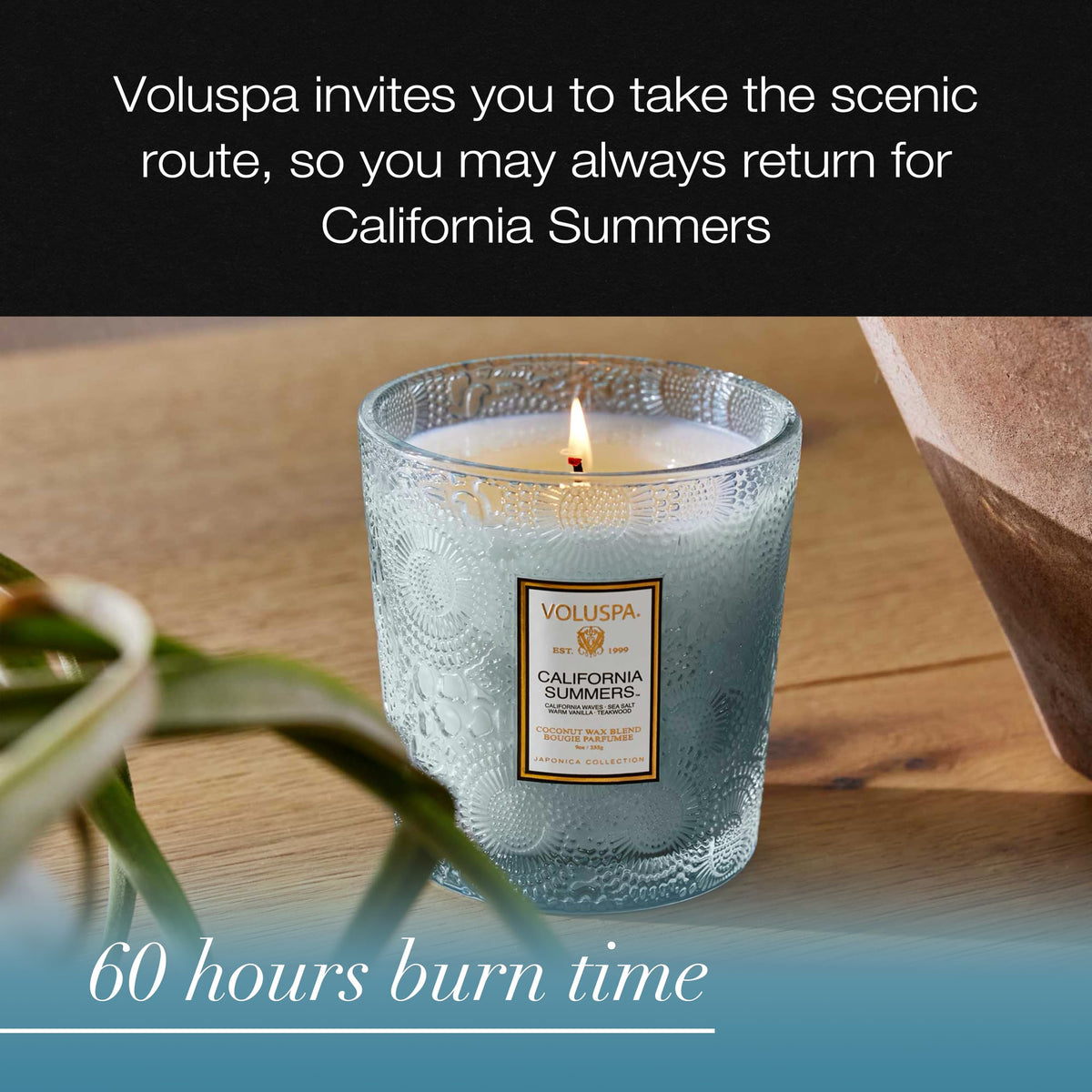 Voluspa wick close-up shows cotton wick for steady, even burning
