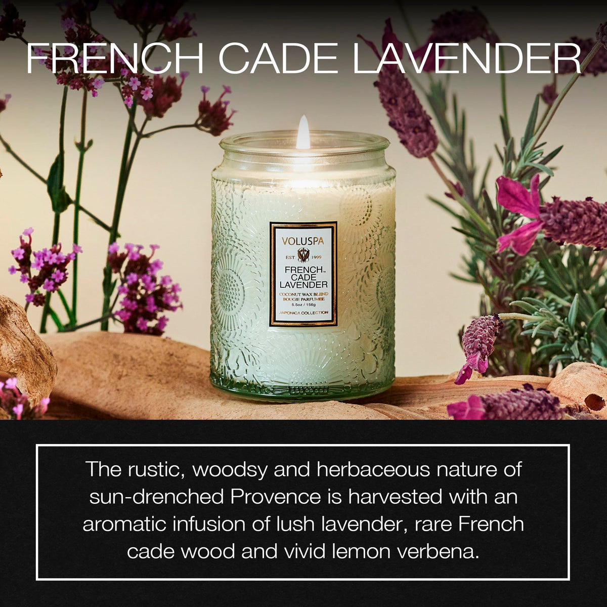 Voluspa coconut wax candle jar delivers clean burn with lasting aroma