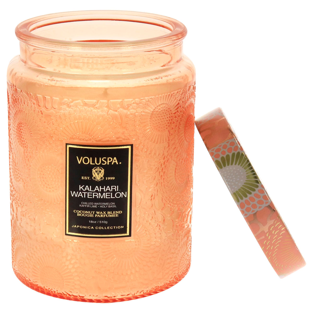 Voluspa Kalahari Watermelon fragrance notes swatch with fresh citrus and basil