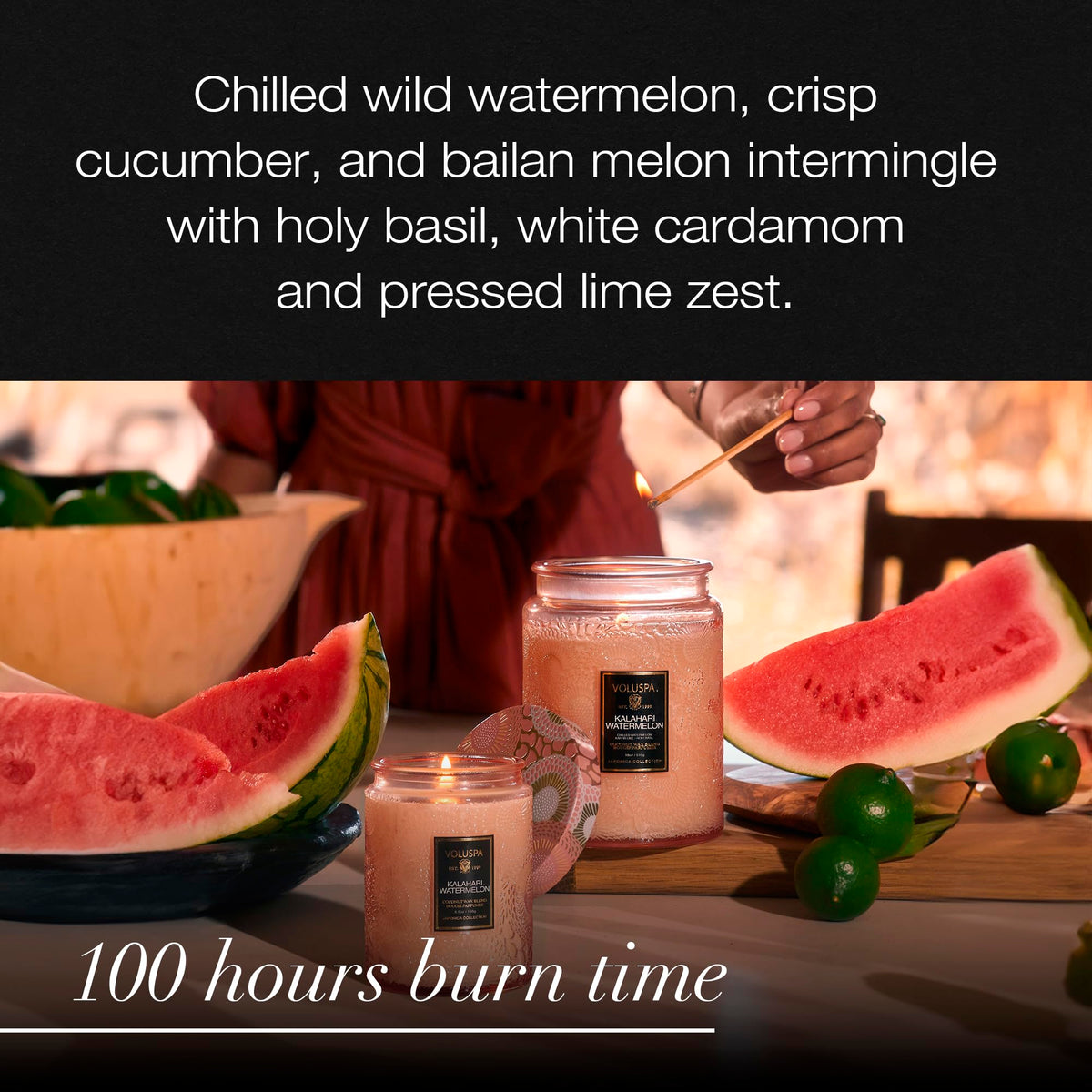 Voluspa Kalahari Watermelon handcrafted in USA emphasizes quality craftsmanship